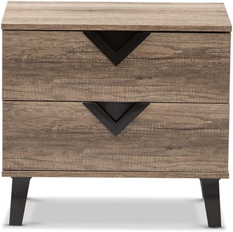 Baxton Studio Swanson Modern and Contemporary Light Brown Wood 2-Drawer Nightstand