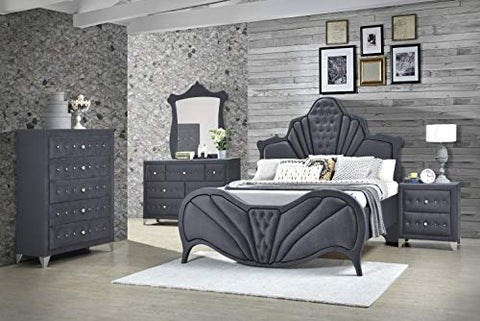 Acme Furniture Dante Platform, Gray Velvet