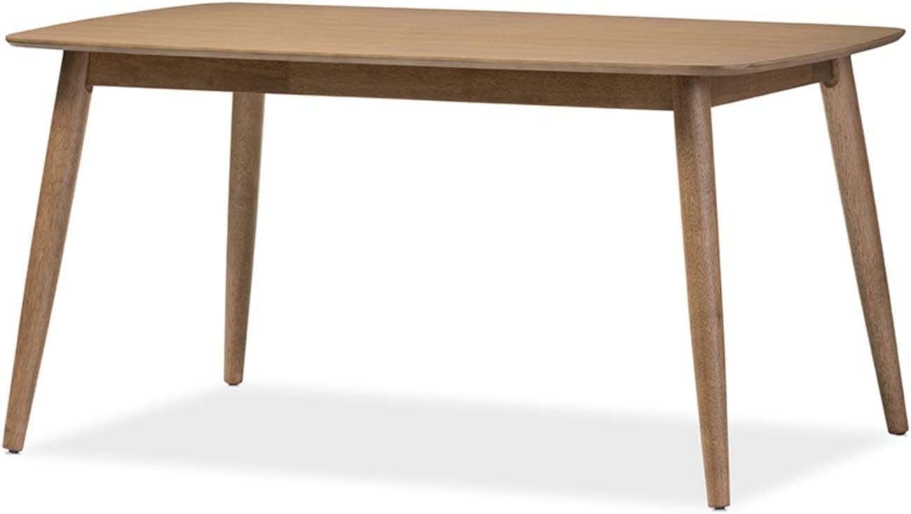 Baxton Studio Edna Mid-Century Modern French Dining Table Mid-Century/Oak Light Brown