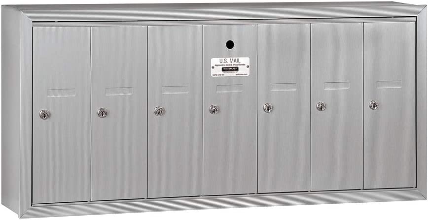 Salsbury Industries 3507ZSU Surface Mounted Vertical Mailbox with USPS Access and 7 Doors, Aluminum