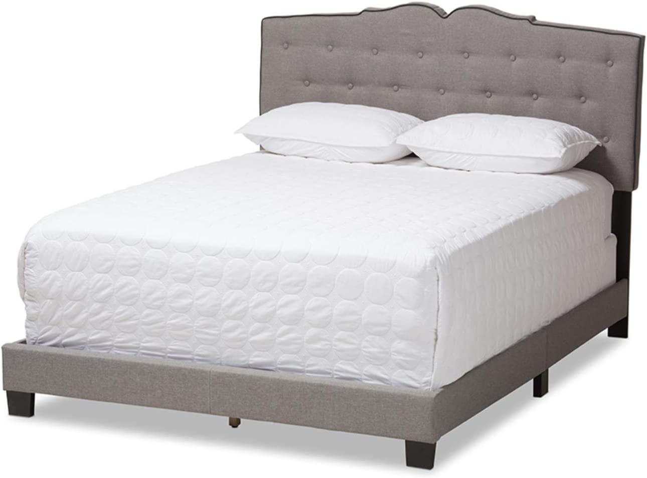 Baxton Studio Vivienne Modern and Contemporary Light Grey Fabric Upholstered Queen Size Bed