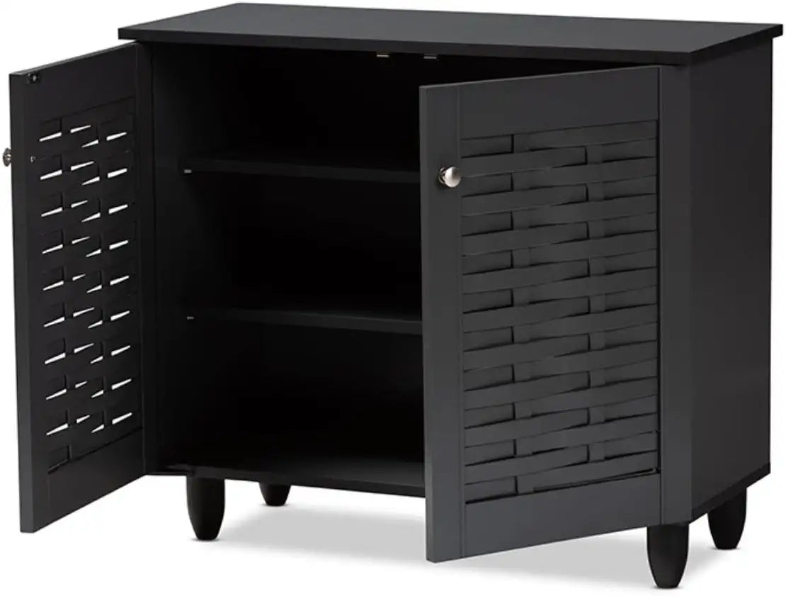 Baxton Studio Winda Modern and Contemporary Dark Gray 2-Door Wooden Entryway Shoe Storage Cabinet