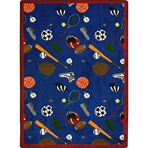 Joy Carpets Sports Fan Multi-Sport Area Rugs, 64-Inch by 92-Inch by 0.36-Inch, Blue