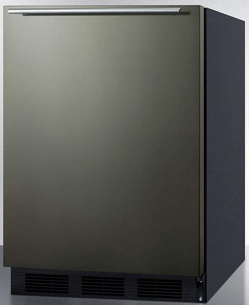 Summit Appliance CT663BKBIKSHH Built-in Undercounter Refrigerator-Freezer for Residential Use, Cycle Defrost with Black Stainless Steel Wrapped Door, Horizontal Handle and Black Cabinet