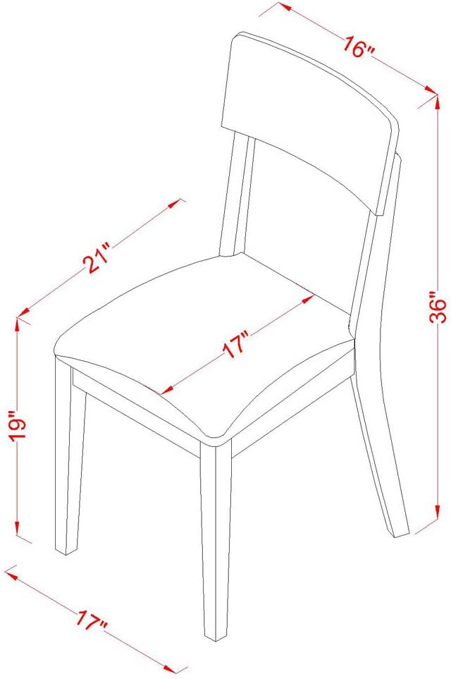 East West Furniture Andy Slat Back Dining Room Chairs- Faux Leather Seat and Linen White Hardwood Frame Dining Chair Set of 2