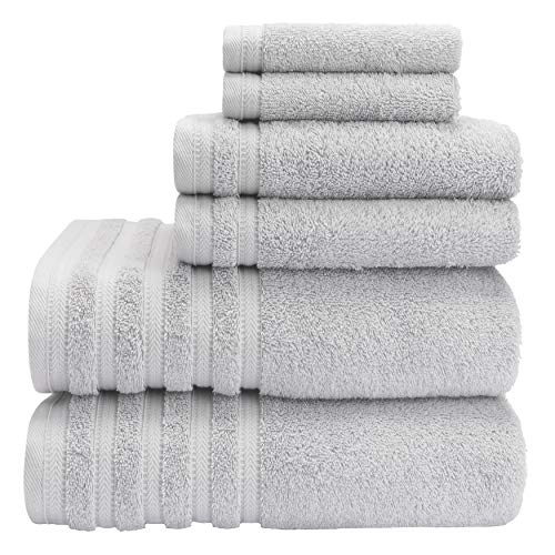 Pure Elegance 100-Percent Turkish Cotton 6-Piece Luxury Towel Set Lunar Rock