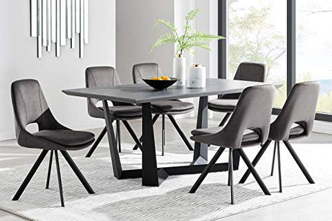 Armen Living Radford and Gray Lexi 7 Piece Modern Rectangular Dining Set, Grey