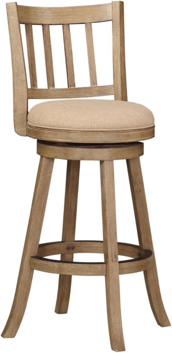 Boraam Sheldon Bar Height Stool, 1 Pack, 29-Inch, 1-Pack, Driftwood Wire-Brush and Oatmeal