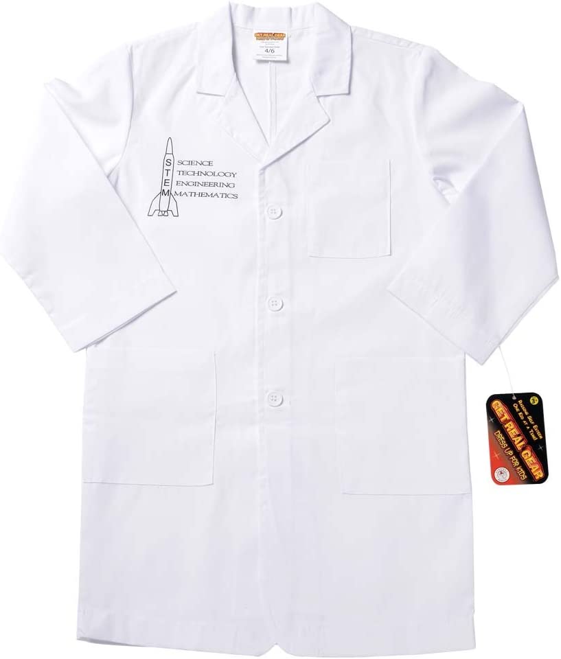 Aeromax Jr. STEM Lab Coat, White, 3/4 Length, size 8/10