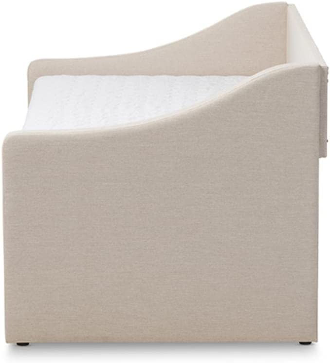 Baxton Studio Barnstorm Modern and Contemporary Beige Fabric Upholstered Daybed with Guest Trundle Bed