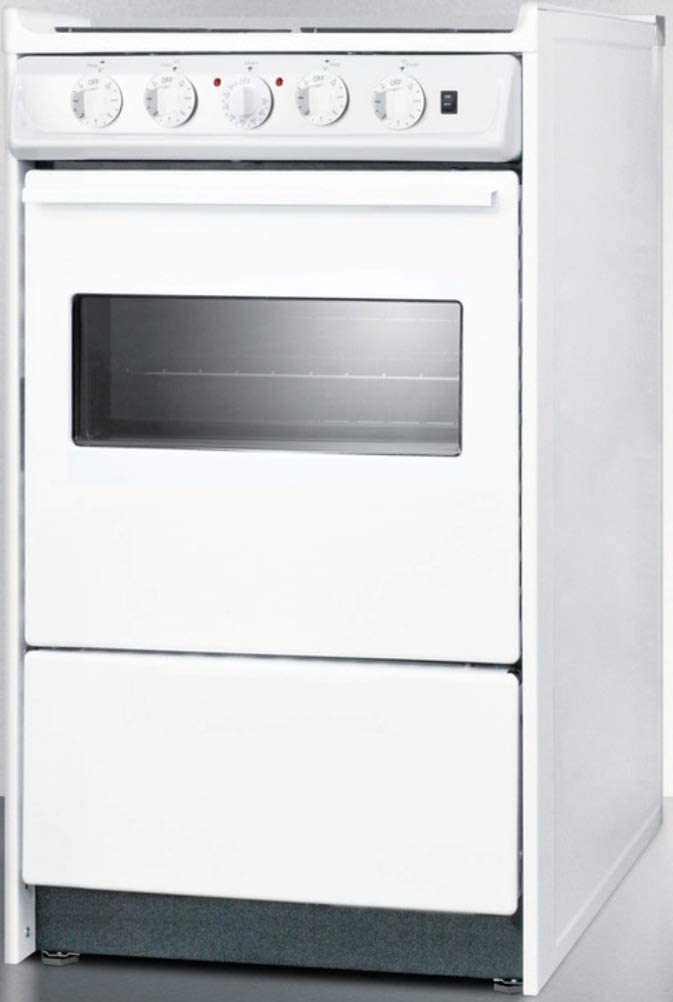 Summit WEM110RW 20&#34;&#34; Freestanding Electric Range with 4 Coil Elements Slide-In Look Stainless Steel Rear Trim in White