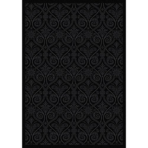 Joy Carpets Any Day Matinee Damascus Theater Area Rugs, 64-Inch by 92-Inch by 0.36-Inch, Black