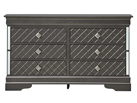 Verona 6-Drawer Metalic Black Dresser (33 in. X 59 in. X 16 in.)