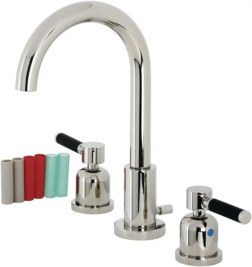 Kingston Brass FSC8929DKL Kaiser Widespread Bathroom Faucet, 5-3/8 Inch in Spout Reach, Polished Nickel