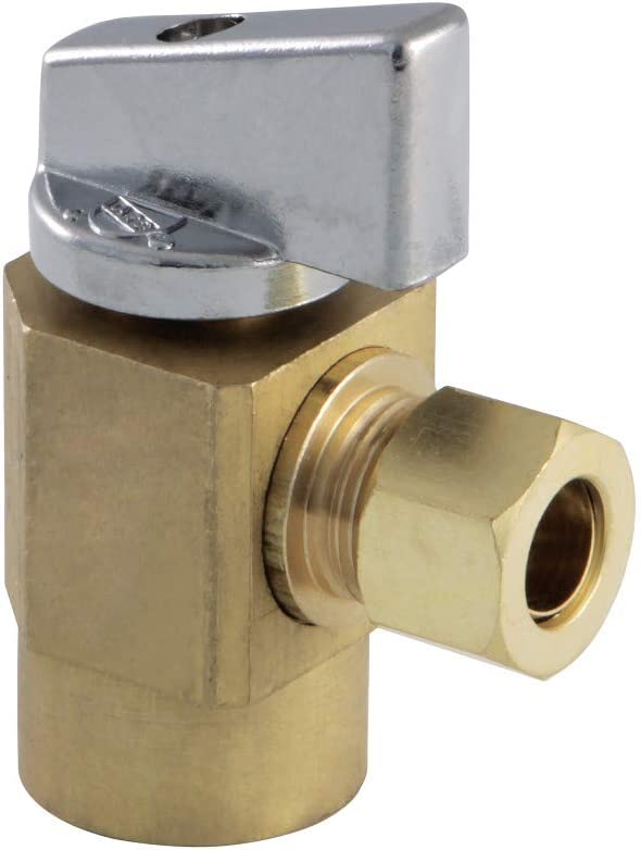 Kingston Brass KF43104CTL Columbia 1/2 Inch IPS x 3/8 Inch O.D Compression Quarter-Turn Angle Stop Valve, Raw Brass