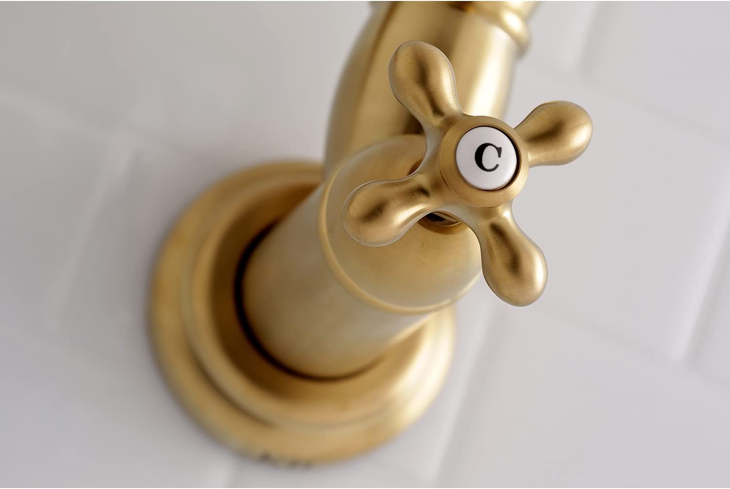 Kingston Brass KS3107AX Wall Mount Pot Filler Kitchen Faucet, Brushed Brass