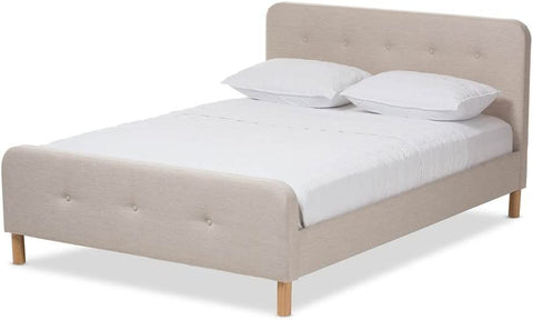 Baxton Studio Samson Mid-Century Light Beige Fabric Upholstered Full Size Platform Bed