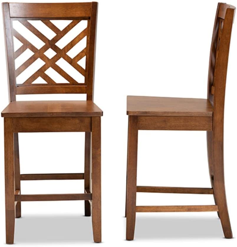 Baxton Studio Caron Modern and Contemporary Transitional Walnut Brown Finished Wood 2-Piece Counter Stool Set