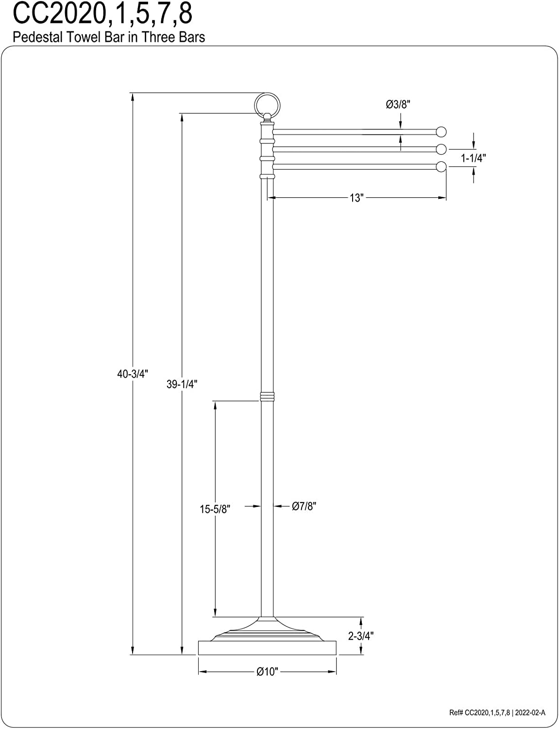 Kingston Brass CC2020 Vintage Freestanding Towel Rack, Matte Black