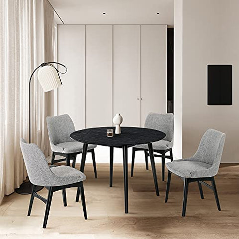 Armen Living Arcadia and Azalea Round 5 Piece Dining Set, 42&#34;, Grey/Black Wood