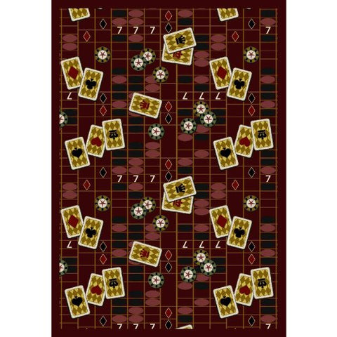 Joy Carpets Games People Play Feeling Lucky Gaming Area Rugs, 92-Inch by 129-Inch by 0.36-Inch, Burgundy