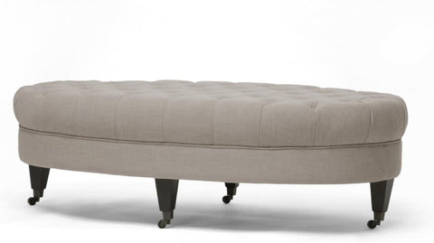 Baxton Studio Brighton Linen Modern Tufted Ottoman, Beige