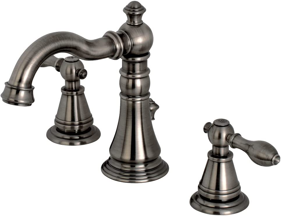 Kingston Brass FSC1974AL English Classic Widespread Bathroom Faucet, 5-1/8 Inch in Spout Reach, Black Stainless