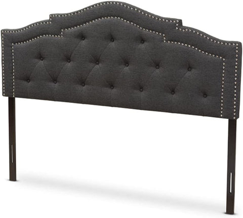 Baxton Studio Edith Modern and Contemporary Dark Grey Fabric King Size Headboard/King/Contemporary/Grey/Fabric Polyester 100%&#34;/LVL/Foam