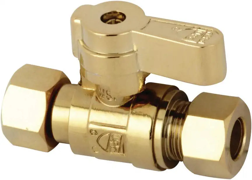 Kingston Brass KF3330PB X 3/8 OD Comp Straight Stop Valve, Polished Brass