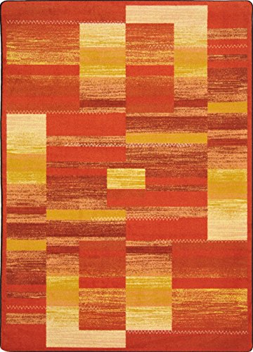 Joy Carpets Kid Essentials Boomblox Teen Area Rugs, 64-Inch by 92-Inch by 0.36-Inch, Orange