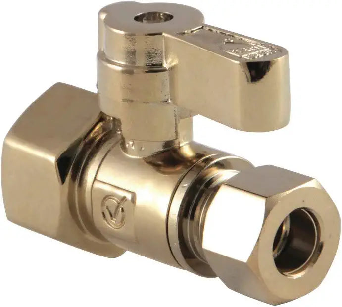 Kingston Brass KF4315PB 1/2 FIP X 3/8 OD Comp Straight Stop Valve, Polished Brass