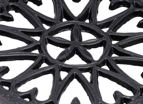 Minuteman International Sunburst, Black woodstove Tabletop cast Iron Trivet, 7" Diameter