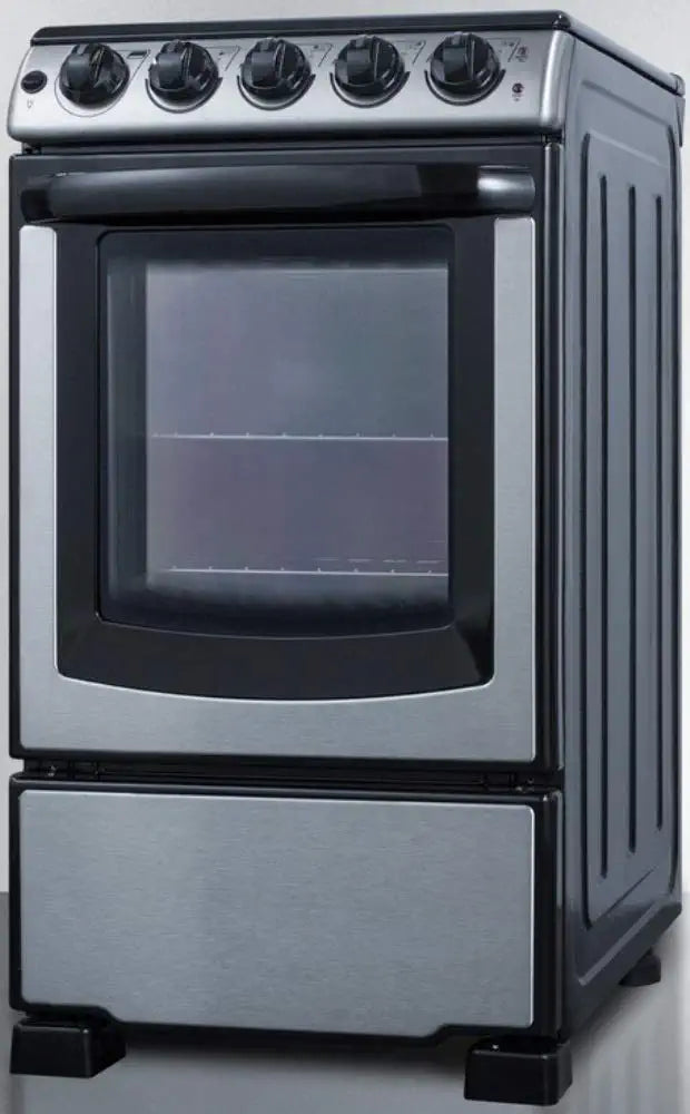 Summit Appliance REX2071SSRT 20&#34; Wide Slide-In Look Smooth-Top Electric Range in Stainless Steel with Oven Window, Adjustable Racks, Hot Surface Indicator, Indicator Lights, Upfront Controls