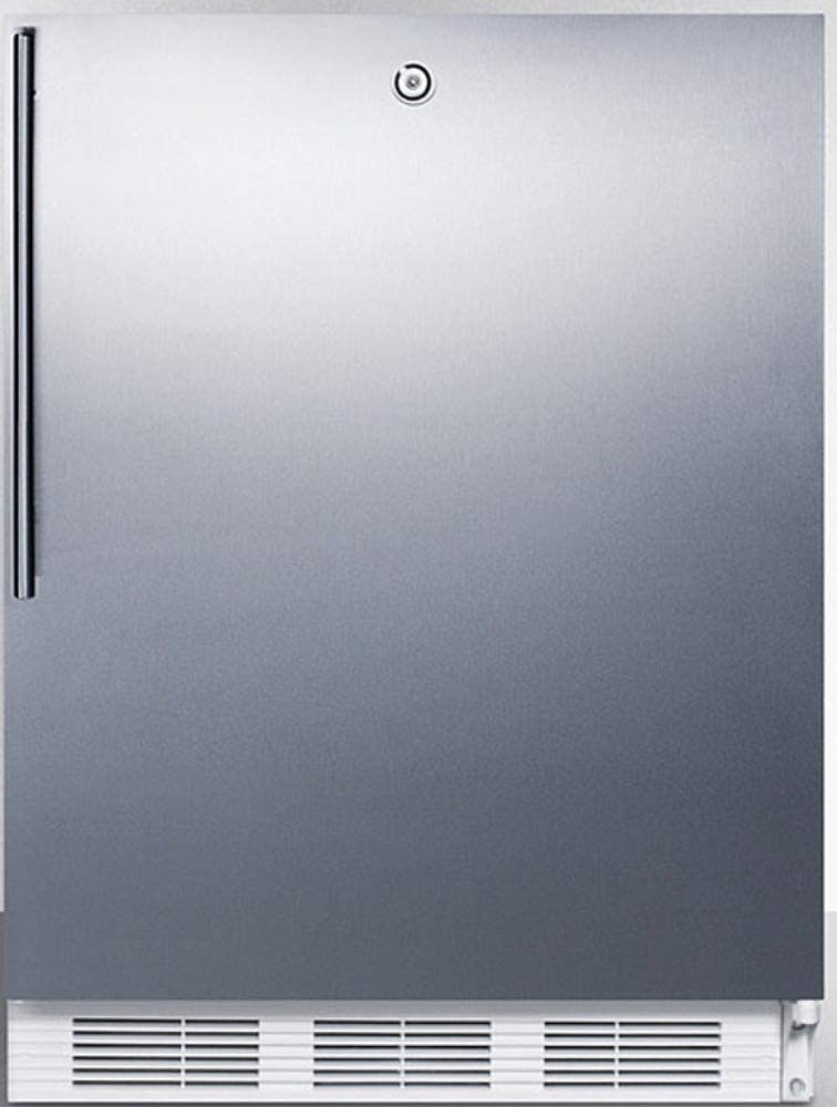 Summit Appliance FF6LW7SSHVADA ADA Compliant Commercial All-refrigerator for Freestanding General Purpose Use with Lock, Stainless Steel Wrapped Door, Thin Handle and White Cabinet