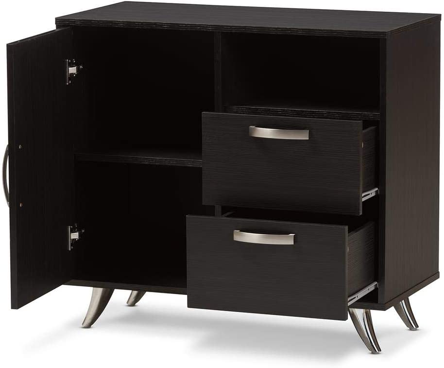 Baxton Studio Warwick Wood Top Buffet in Dark Brown