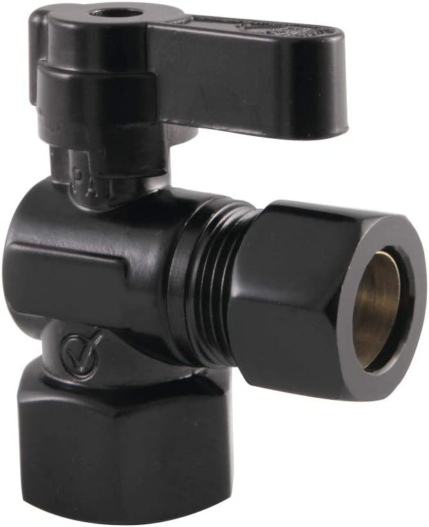 Kingston Brass KF4440MB Fip X 1/2 OD Comp Angle Stop Valve, Matte Black