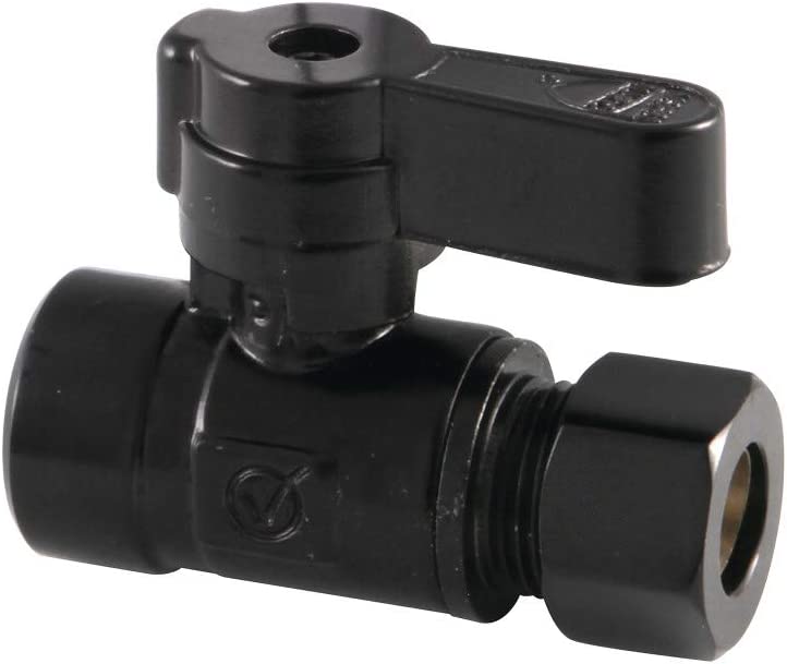 Kingston Brass KF4325MB 1/2 Sweat X 3/8 OD Comp Straight Stop Valve, Matte Black