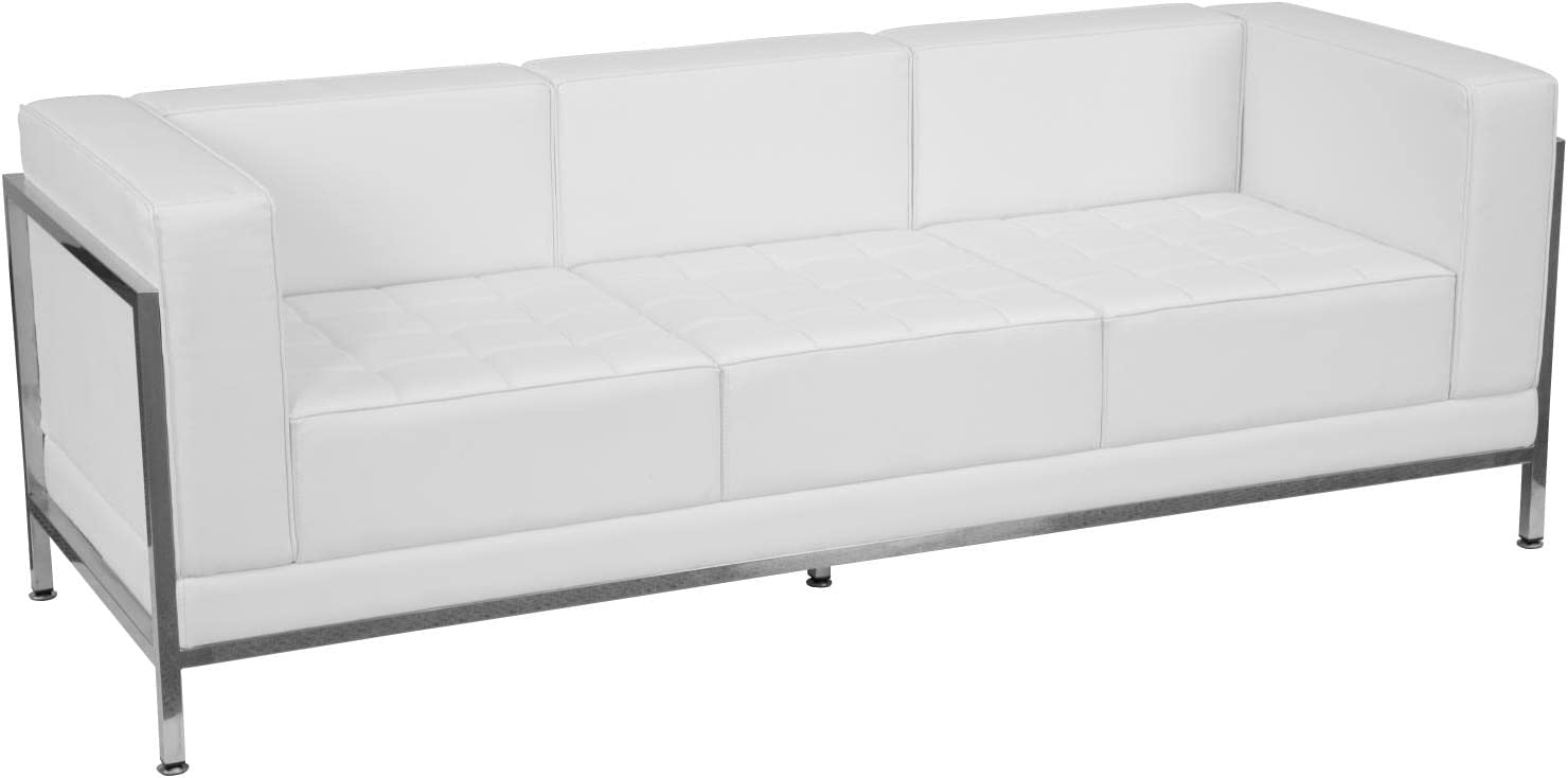 Flash Furniture HERCULES Imagination Series Contemporary White LeatherSoft Sofa with Encasing Frame