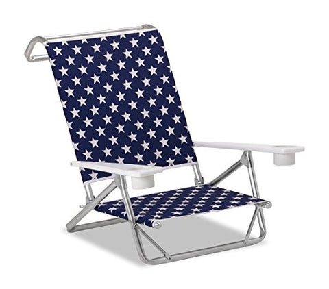 Telescope Casual Original Mini-Sun Chaise Folding Beach Arm Chair With Marine Grade Polymer Arms With Cup Holders With Betsy Fabric