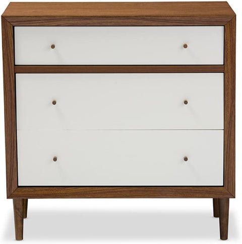 Baxton Studio FP-6782-Walnut/White chests-of-Drawers, Medium, White and Walnut