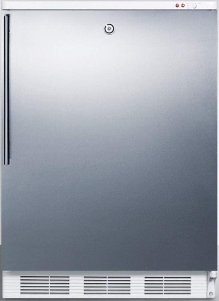 VT65ML7SSHV 24&#34; Commercially Approved Upright Freezer with 3.5 cu. ft. Capacity Factory Installed Lock Three Removable Storage Baskets and Adjustable Thermostat in Stainless Steel