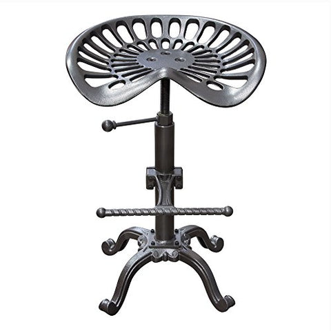Abbot Adjustable Height Tractor-Seat Dining Stool in Gun Metal Grey Powder Coat by Diamond Sofa