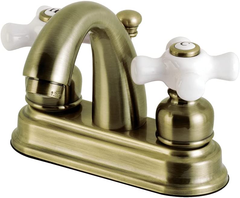 Kingston Brass KB5613PX Restoration 4&#34; Centerset Bathroom Faucet, Antique Brass