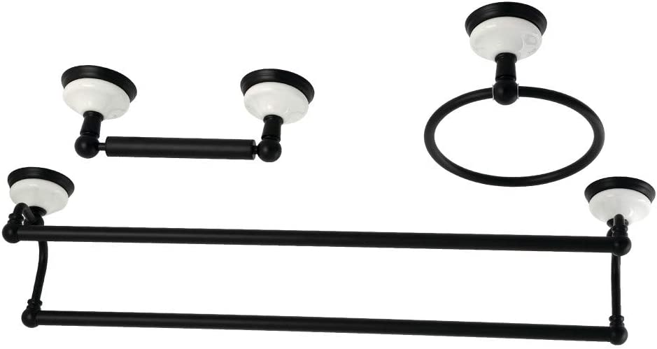 Kingston Brass BAK111348MB Victorian 3-Piece Bathroom Accessory Set, Matte Black