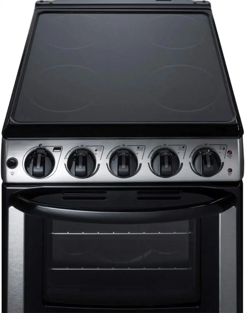 Summit Appliance REX2071SSRT 20&#34; Wide Slide-In Look Smooth-Top Electric Range in Stainless Steel with Oven Window, Adjustable Racks, Hot Surface Indicator, Indicator Lights, Upfront Controls