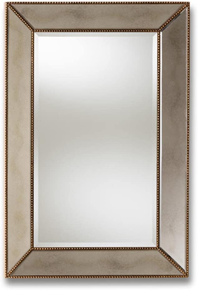 Baxton Studio Neva Modern and Contemporary Antique Gold Finished Rectangular Accent Wall Mirror