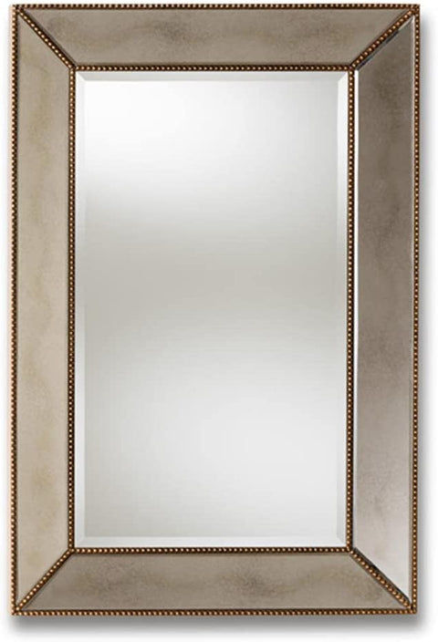 Baxton Studio Neva Modern and Contemporary Antique Gold Finished Rectangular Accent Wall Mirror