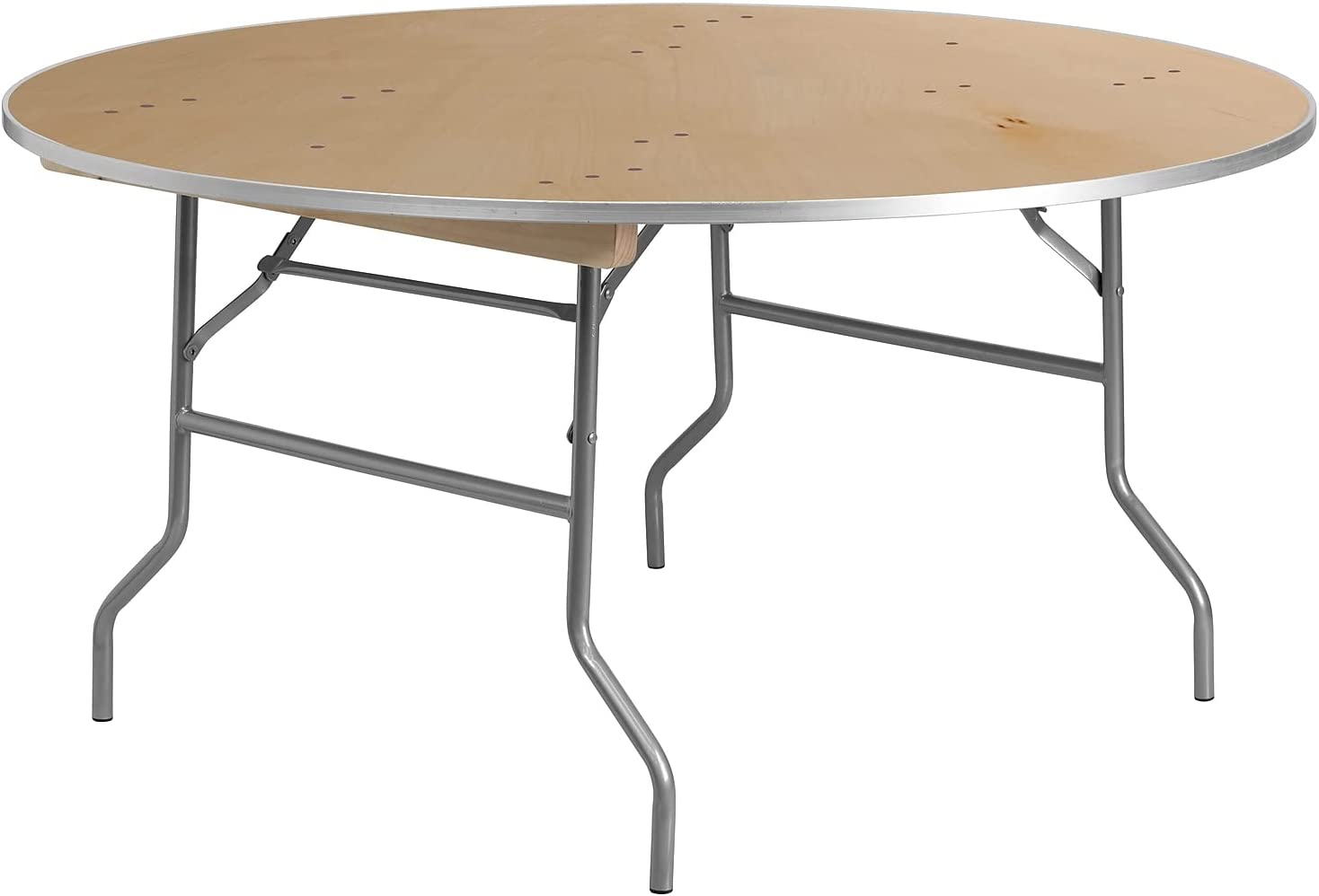 Flash Furniture 5-Foot Round HEAVY DUTY Birchwood Folding Banquet Table with METAL Edges