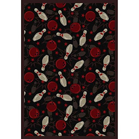 Joy Carpets Sports Fan Retro Bowl Area Rugs, 64-Inch by 92-Inch by 0.36-Inch, Fireball Red