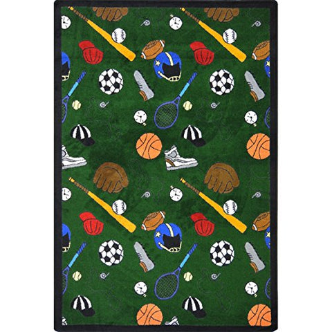 Joy Carpets Sports Fan Multi-Sport Area Rugs, 64-Inch by 92-Inch by 0.36-Inch, Green